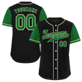 Custom Black Green Raglan Sleeves Green Authentic Baseball Jersey