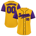 Custom Yellow Purple Raglan Sleeves Purple Authentic Baseball Jersey