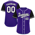 Custom Purple Black Raglan Sleeves White Authentic Baseball Jersey