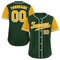 Custom Green Yellow Raglan Sleeves Yellow Authentic Baseball Jersey