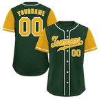 Custom Green Yellow Raglan Sleeves Yellow Authentic Baseball Jersey