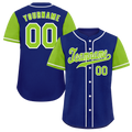 Custom Blue Green Raglan Sleeves Green Authentic Baseball Jersey