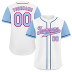 Custom White Aqua Raglan Sleeves Aqua Authentic Baseball Jersey