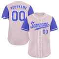 Custom Grey Blue Raglan Sleeves Blue Authentic Baseball Jersey
