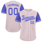 Custom Grey Blue Raglan Sleeves Blue Authentic Baseball Jersey