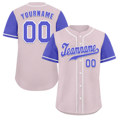 Custom Grey Blue Raglan Sleeves Blue Authentic Baseball Jersey