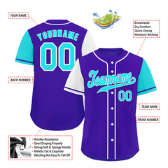 Custom Blue Two Tone Aqua Authentic Baseball Jersey