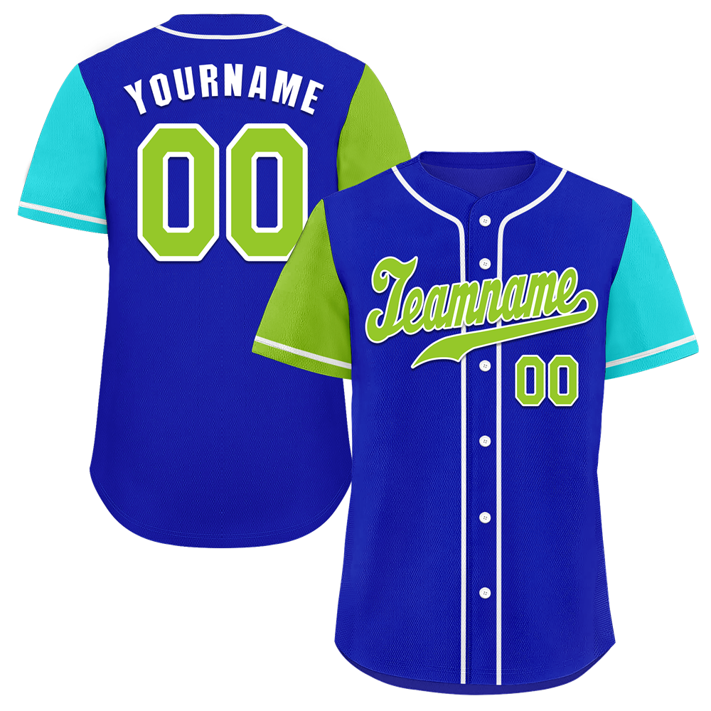 Custom Blue Two Tone Green Authentic Baseball Jersey