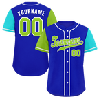 Custom Blue Two Tone Green Authentic Baseball Jersey