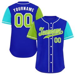 Custom Blue Two Tone Green Authentic Baseball Jersey