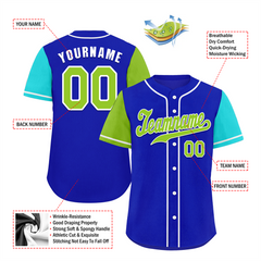 Custom Blue Two Tone Green Authentic Baseball Jersey