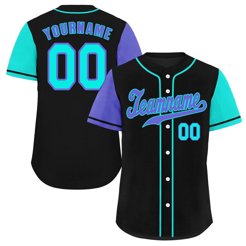 Custom Black Two Tone Purple Authentic Baseball Jersey