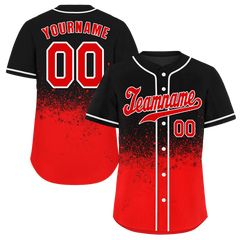 Custom Black Red Graffiti Pattern Red Authentic Baseball Jersey