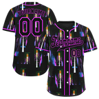 Custom Colorful Graffiti Pattern Black Authentic Baseball Jersey