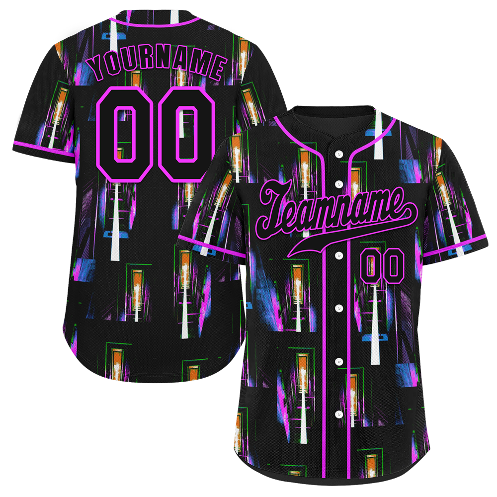 Custom Colorful Graffiti Pattern Black Authentic Baseball Jersey