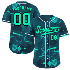 Custom Green Graffiti Pattern Green Authentic Baseball Jersey