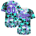 Custom Aqua Graffiti Pattern Blue Authentic Baseball Jersey