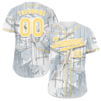 Custom Grey Graffiti Pattern Yellow Authentic Baseball Jersey