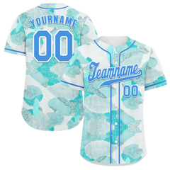 Custom Aqua Graffiti Pattern Aqua Authentic Baseball Jersey