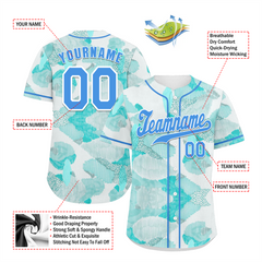 Custom Aqua Graffiti Pattern Aqua Authentic Baseball Jersey