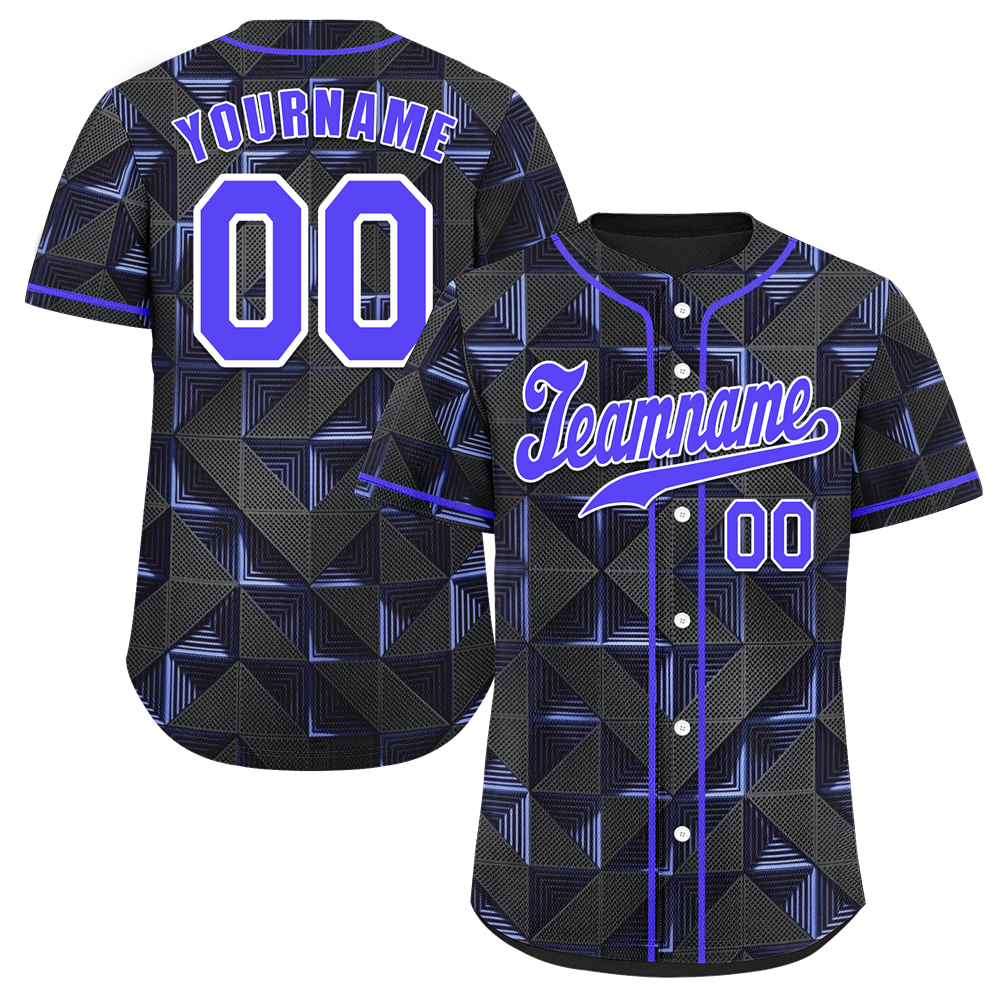 Custom Black 3D Pattern Purple Authentic Baseball Jersey BSBJ0a-bc0fbdf