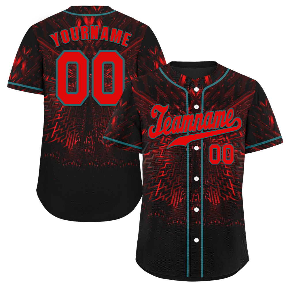 Custom Black Red 3D Pattern Red Authentic Baseball Jersey BSBJ0a-bc0fbe0
