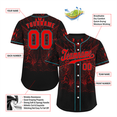 Custom Black Red 3D Pattern Red Authentic Baseball Jersey BSBJ0a-bc0fbe0