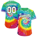 Custom Red Green Tie Dye White Authentic Baseball Jersey BSBJ0a-bc0fbea