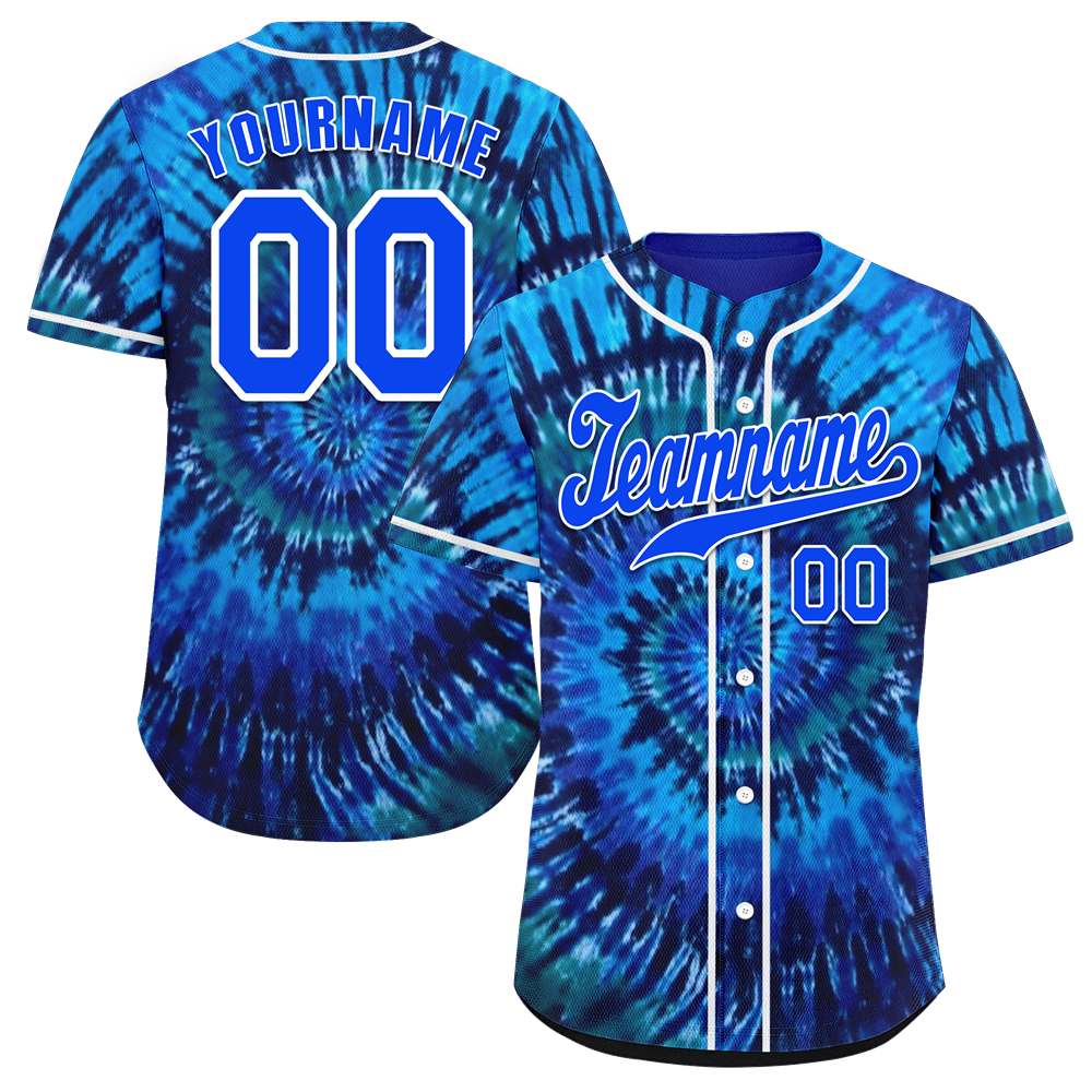 Custom Blue Tie Dye Blue Authentic Baseball Jersey BSBJ0a-bc0fbeb