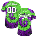 Custom Green Purple Tie Dye White Authentic Baseball Jersey BSBJ0a-bc0fbfe
