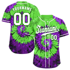 Custom Green Purple Tie Dye White Authentic Baseball Jersey BSBJ0a-bc0fbfe