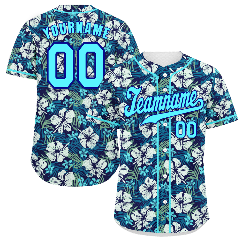 Custom Blue Hawaii Aqua Authentic Baseball Jersey BSBJ0a-bc0fbf7