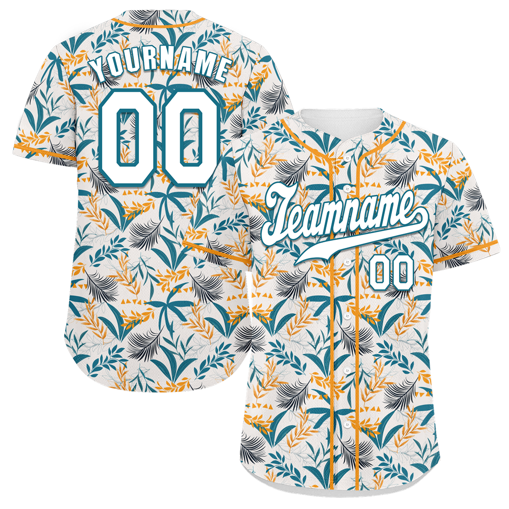 Custom Orange Aqua Hawaii White Authentic Baseball Jersey BSBJ0a-bc0fb7a
