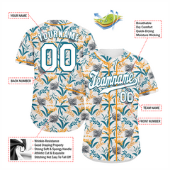 Custom Orange Aqua Hawaii White Authentic Baseball Jersey BSBJ0a-bc0fb7a