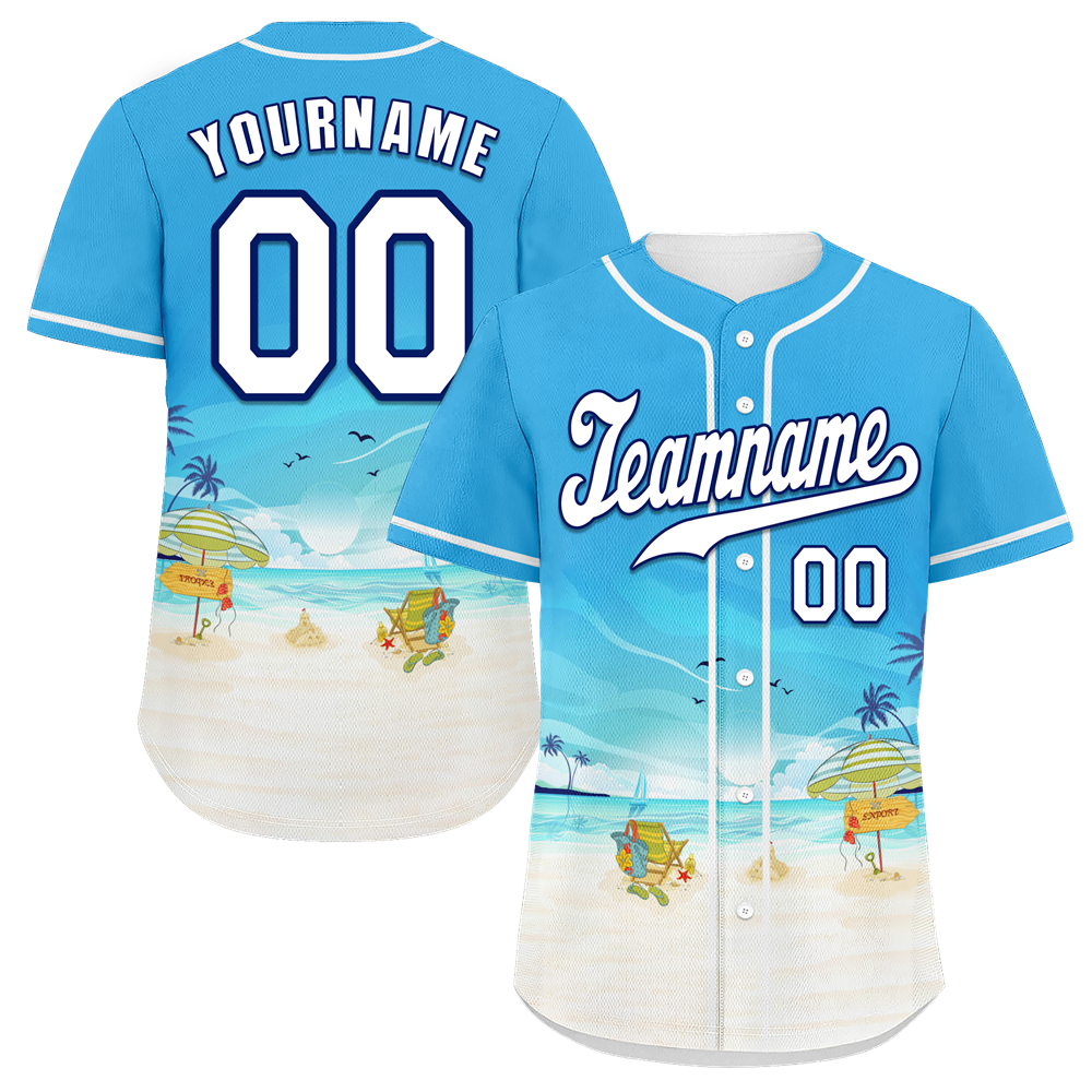 Custom Blue White Hawaii White Authentic Baseball Jersey BSBJ0a-bc0fb7c