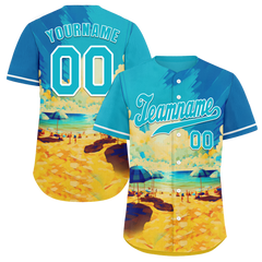 Custom Aqua Orange Hawaii Aqua Authentic Baseball Jersey BSBJ0a-bc0fb77