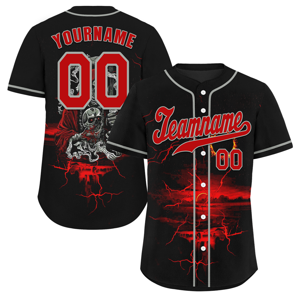 Custom Black Red Skull Fashion Red Authentic Baseball Jersey BSBJ0a-bc0fb9a