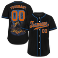 Custom Black Skull Fashion Orange Authentic Baseball Jersey BSBJ0a-bc0fb9b