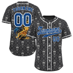 Custom Grey Skull Fashion Blue Authentic Baseball Jersey BSBJ0a-bc0fb9f