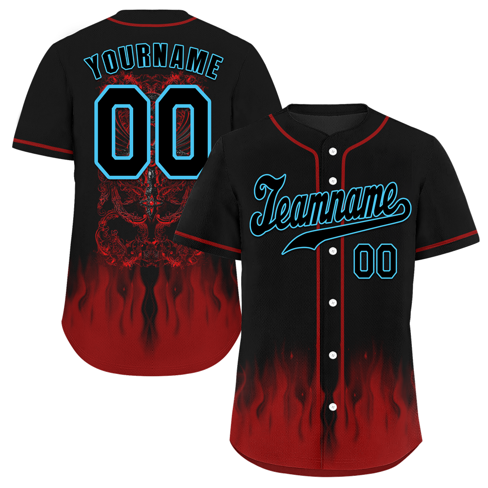 Custom Black Red Skull Fashion Black Authentic Baseball Jersey BSBJ0a-bc0fb97