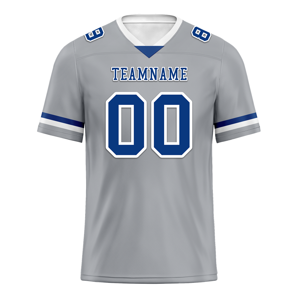 Custom Grey Classic Style Blue Personalized Authentic Football Jersey FBJ02-bc0f0ac