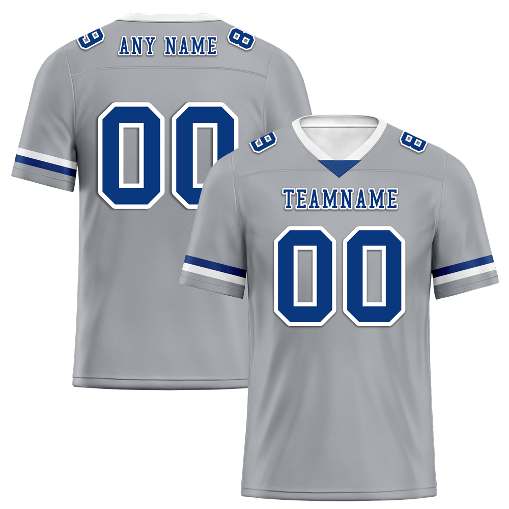 Custom Grey Classic Style Blue Personalized Authentic Football Jersey FBJ02-bc0f0ac