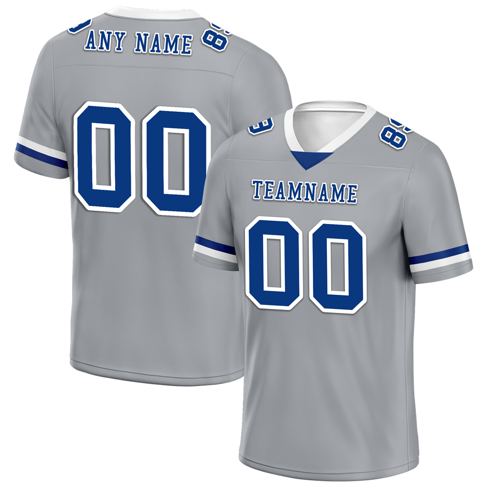 Custom Grey Classic Style Blue Personalized Authentic Football Jersey FBJ02-bc0f0ac
