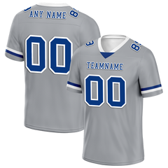 Custom Grey Classic Style Blue Personalized Authentic Football Jersey FBJ02-bc0f0ac