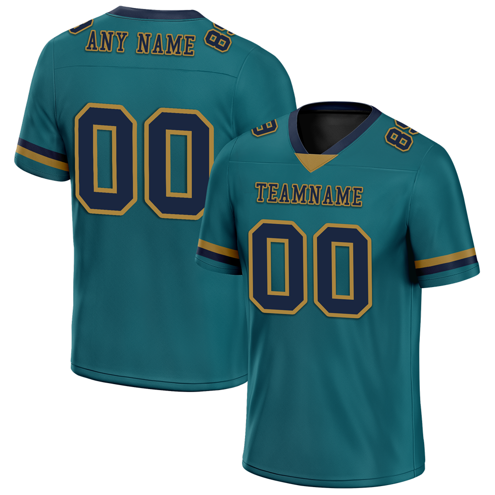 Custom Aqua Classic Style Black Personalized Authentic Football Jersey FBJ02-bc0f0ae