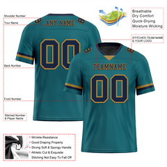 Custom Aqua Classic Style Black Personalized Authentic Football Jersey FBJ02-bc0f0ae