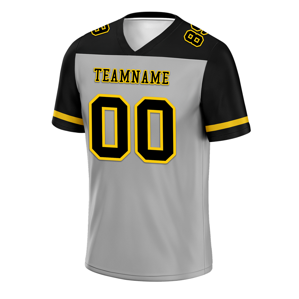 Custom Grey Black Raglan Sleeves Black Personalized Authentic Football Jersey FBJ02-bc0f0a9