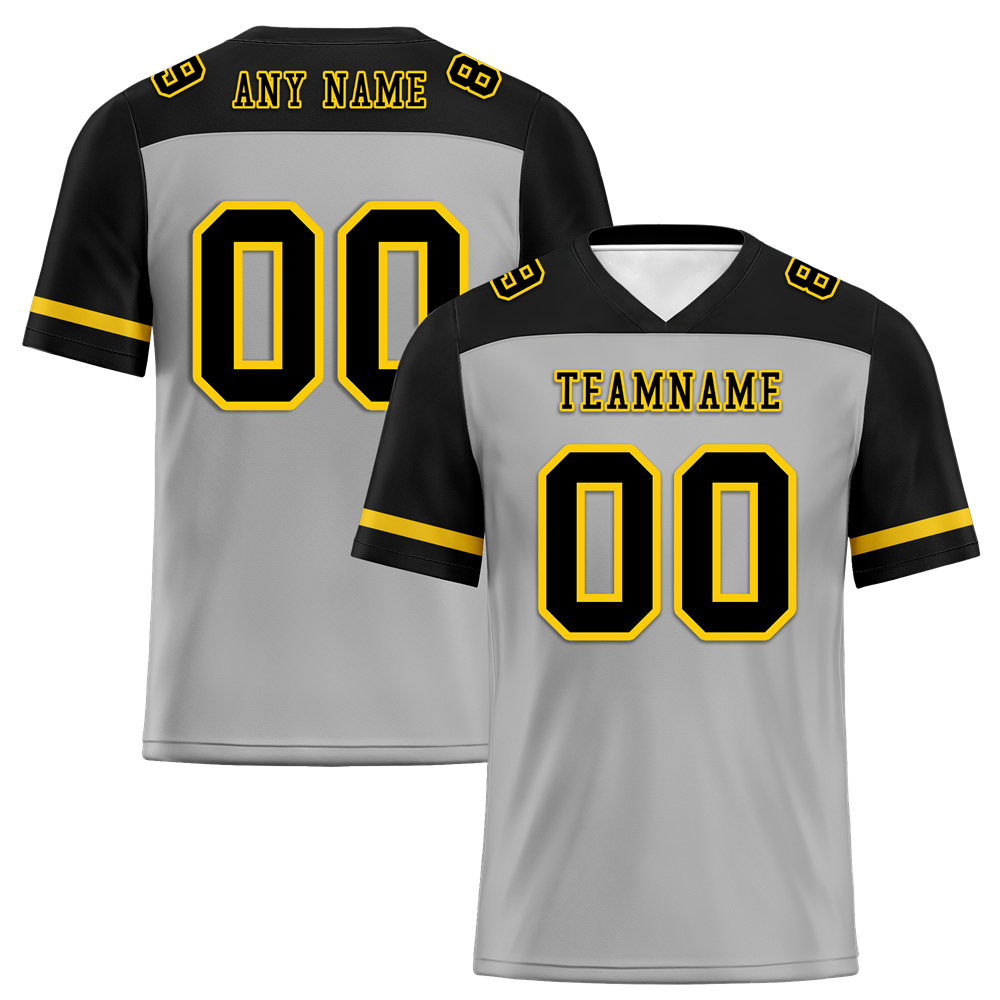 Custom Grey Black Raglan Sleeves Black Personalized Authentic Football Jersey FBJ02-bc0f0a9