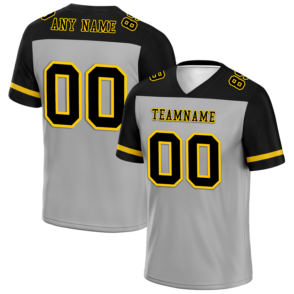 Custom Grey Black Raglan Sleeves Black Personalized Authentic Football Jersey FBJ02-bc0f0a9