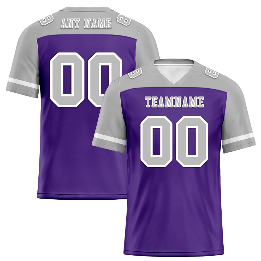 Custom Purple Grey Raglan Sleeves Grey Personalized Authentic Football Jersey FBJ02-bc0f0b0